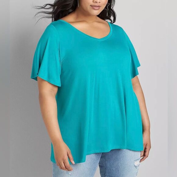 Lane Bryant - Flutter-Sleeve Tie-Back Swing Top - Picture 2 of 5